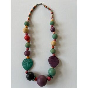 Colorful Wood Bead Necklace